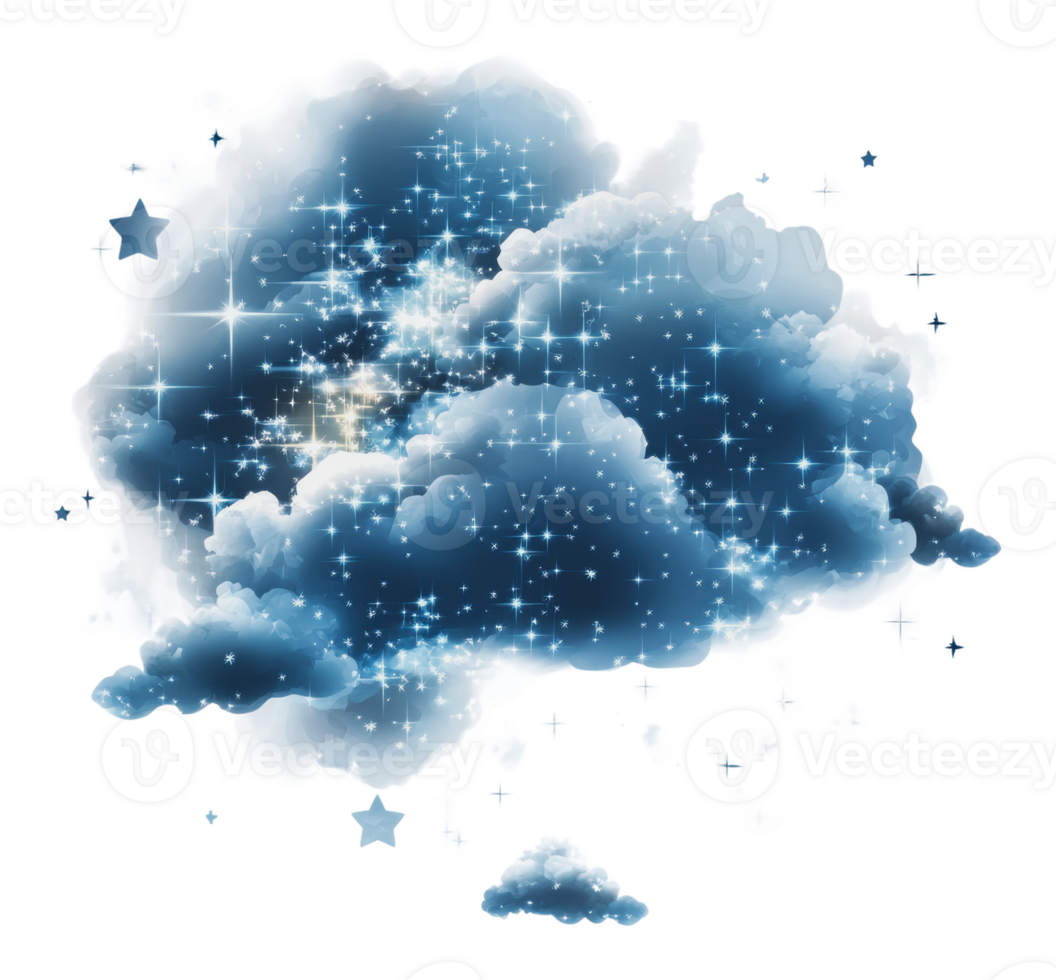 Glittering starry cloud with night sky elements png