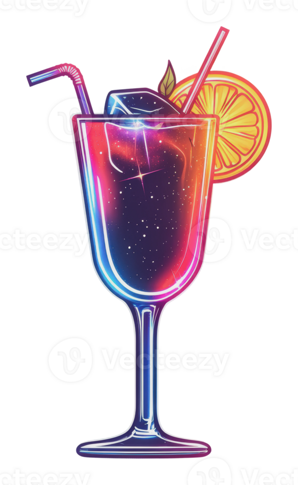 Colorful cocktail with ice and fruit png
