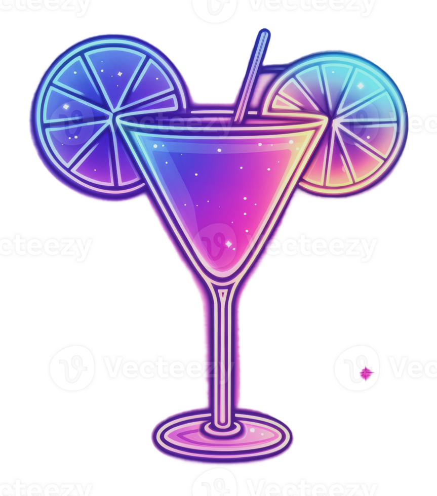Colorful cocktail with citrus garnishes on display png