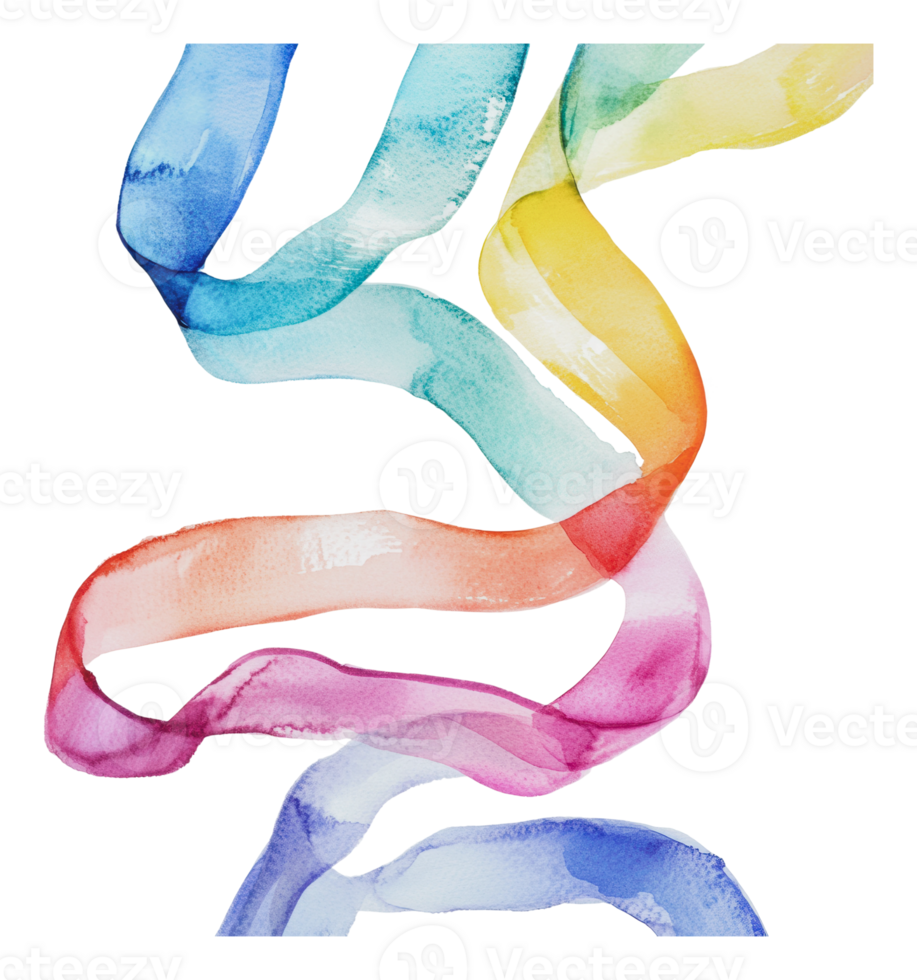 Colorful ribbons in abstract watercolor png