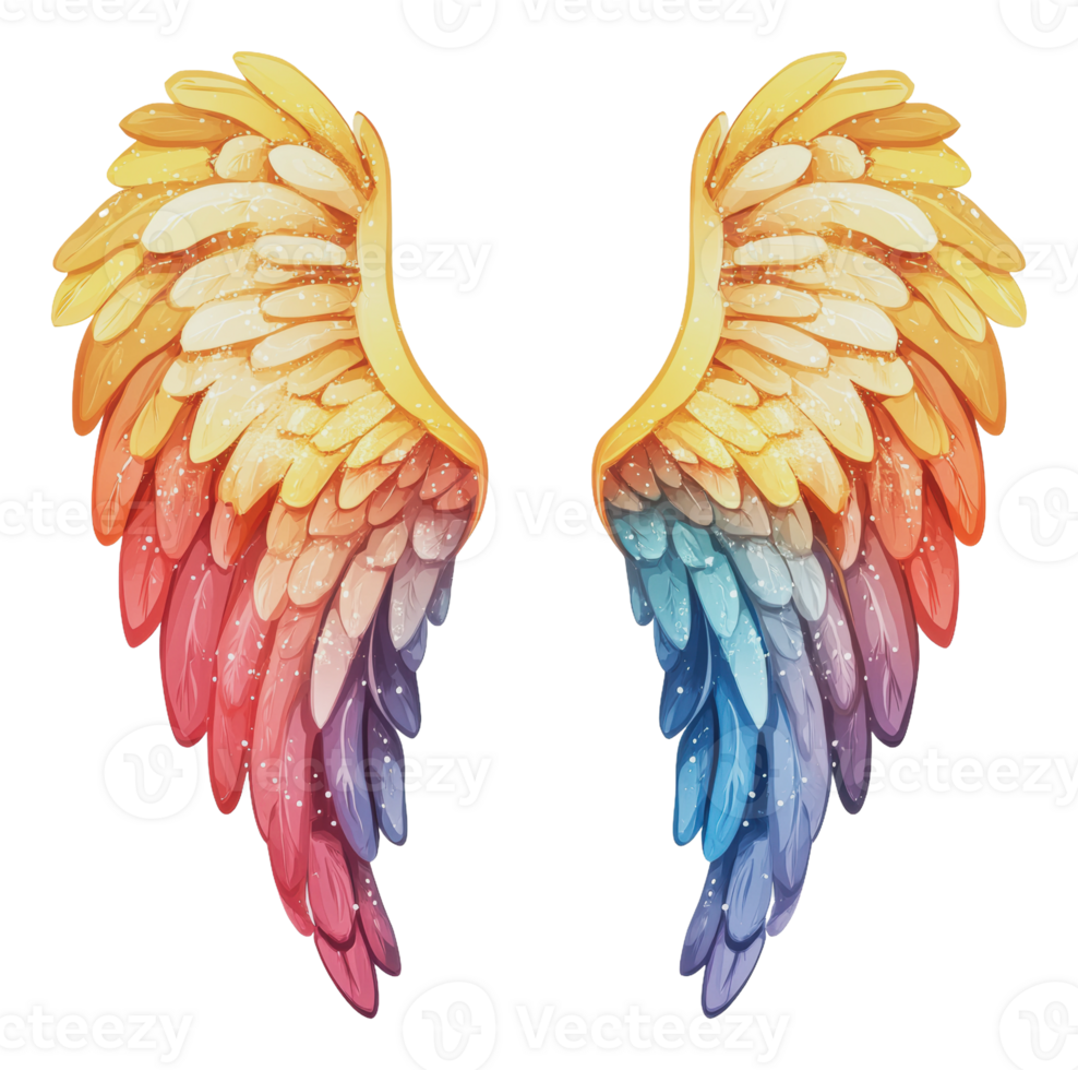 Colorful angel wings with a gradient design png