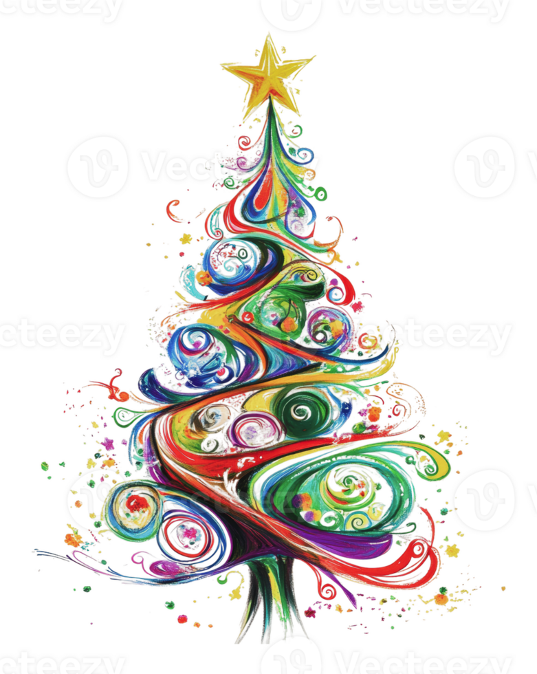 Vibrant abstract decorated Christmas tree png