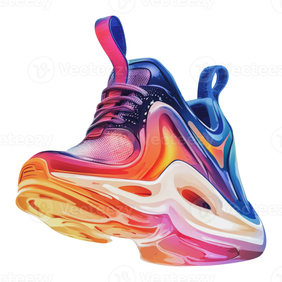 Vibrant patterned sneaker design png
