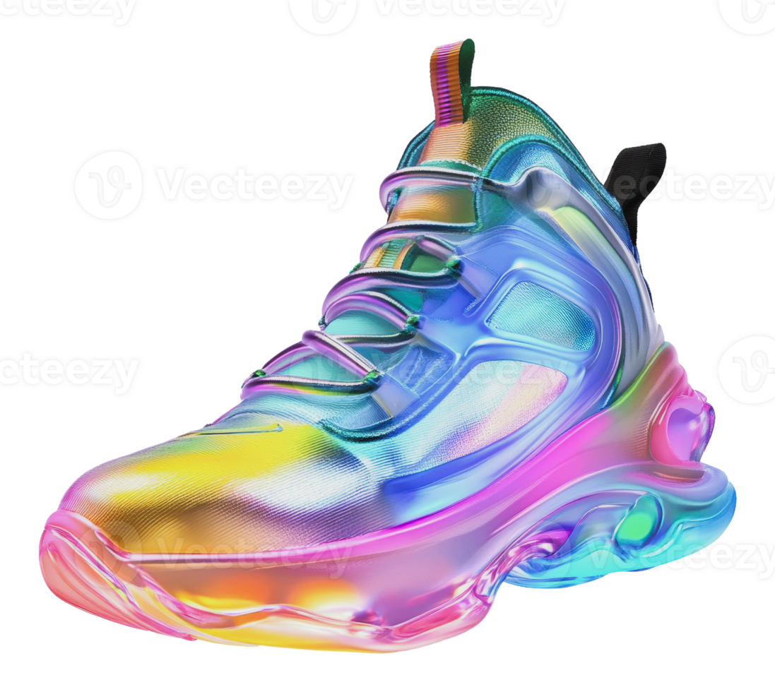 Colorful transparent sneaker with unique design png
