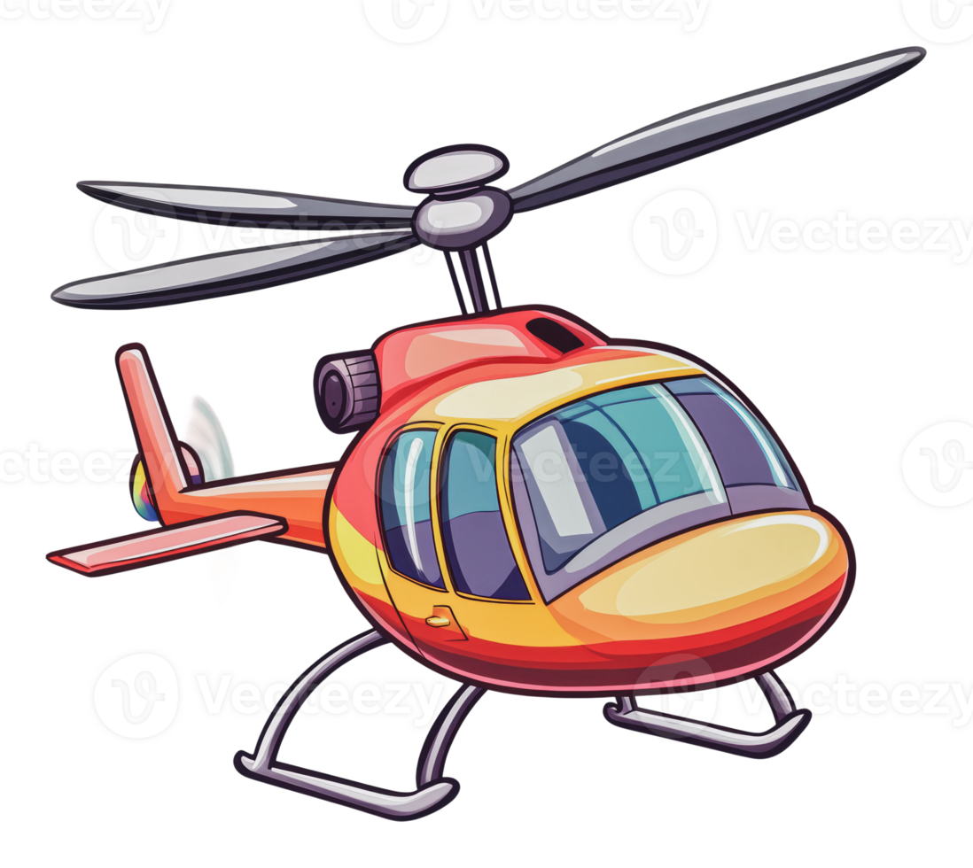 Colorful helicopter soaring through a clear sky png