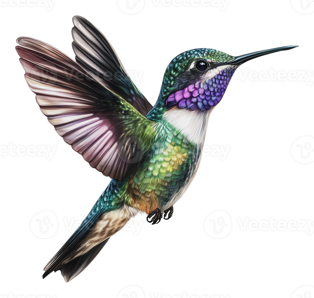 Colorful hummingbird in flight png