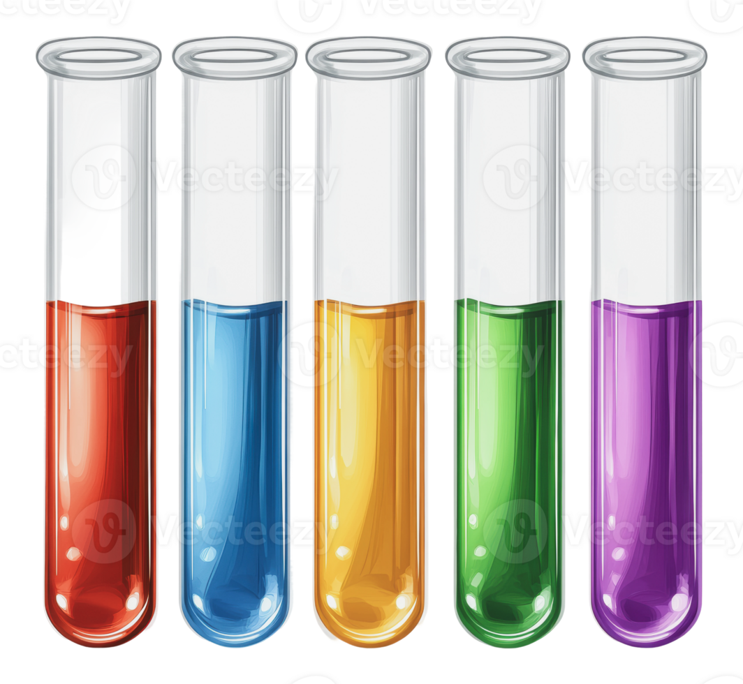 Colorful test tubes on a lab bench png