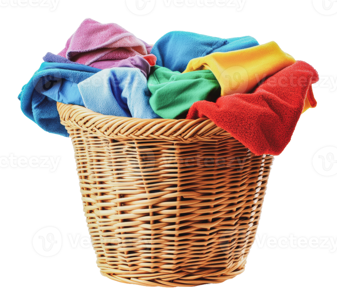 Vibrant laundry basket of clean clothes png