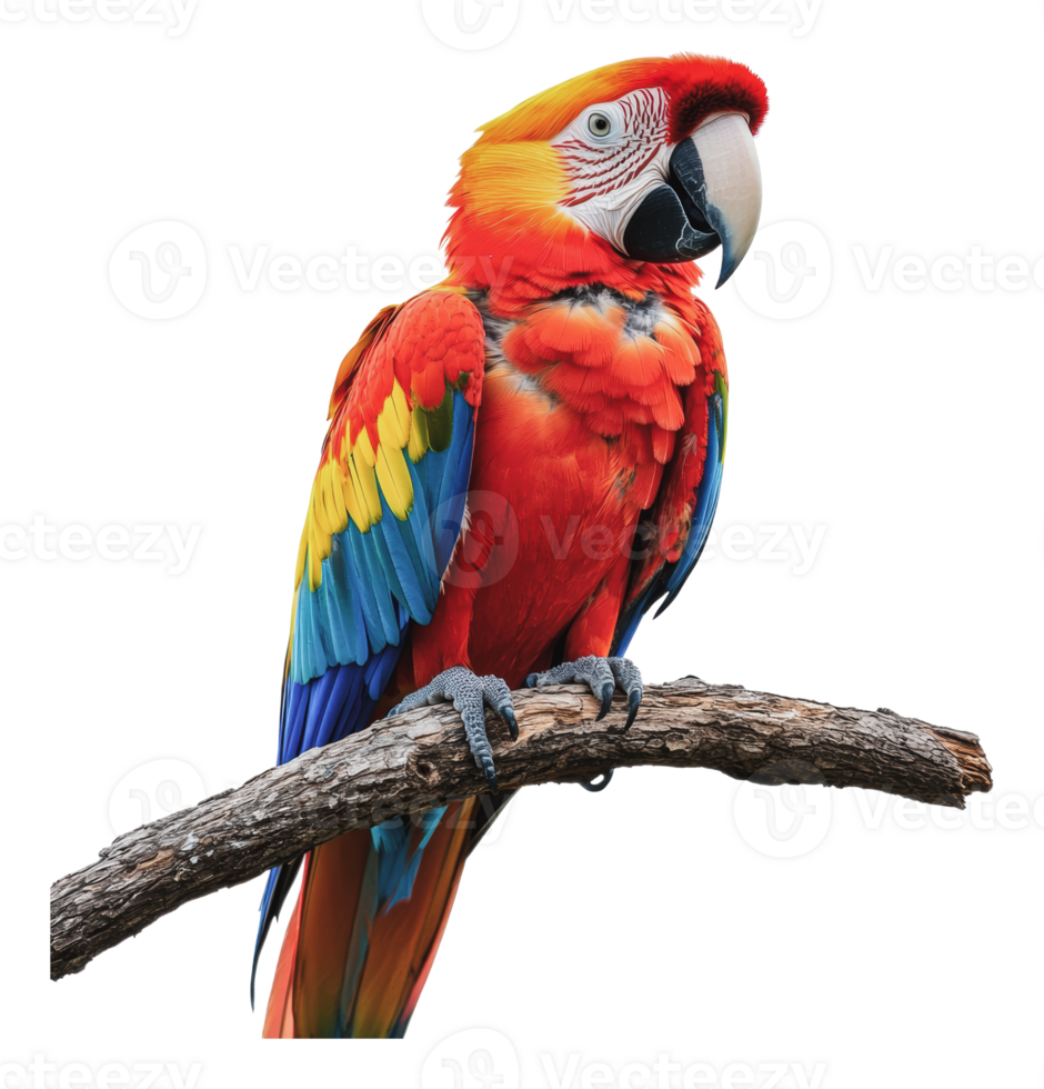 Colorful parrot perched on a branch in nature png