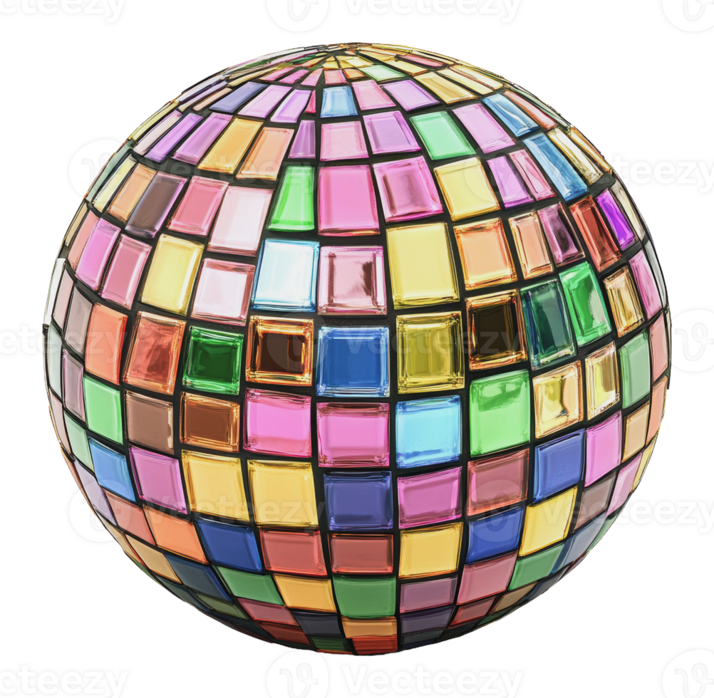 Disco ball reflecting vibrant colors png
