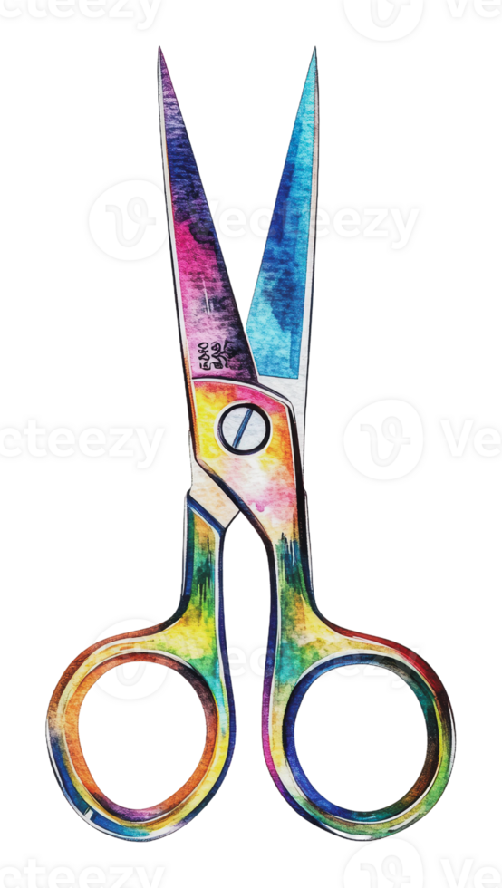 Colorful scissors with a vibrant design on display png