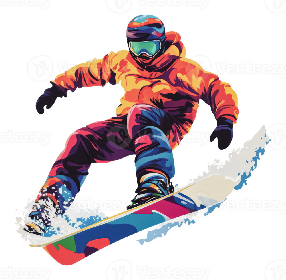 Snowboarder performing a trick on a snowy slope png