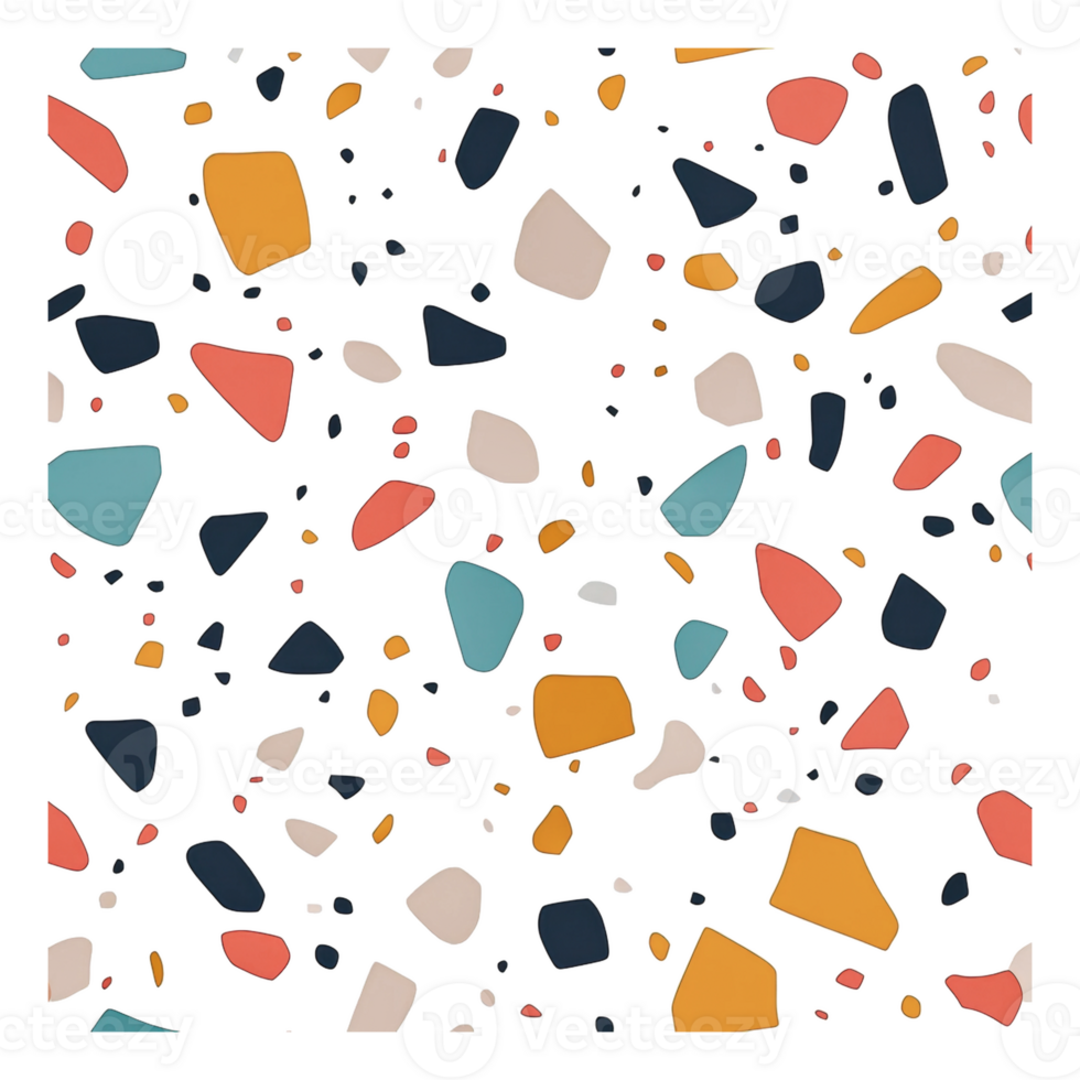 Colorful terrazzo pattern on white png