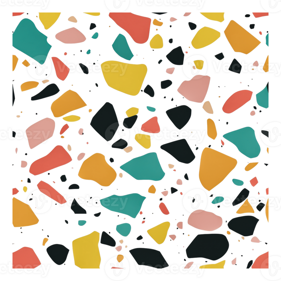 Colorful terrazzo with varied stone shapes png