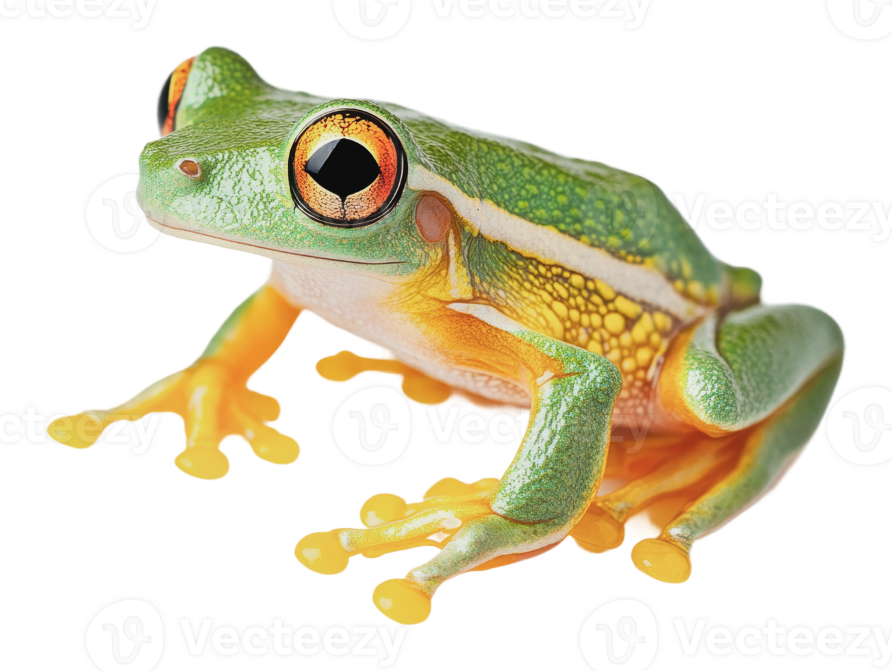Colorful tree frog resting on a white surface png