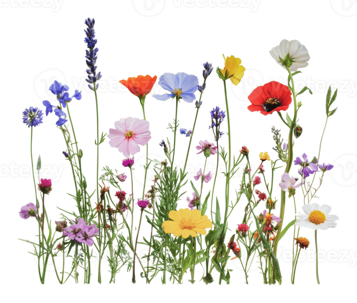 A vibrant display of wildflowers in full bloom png
