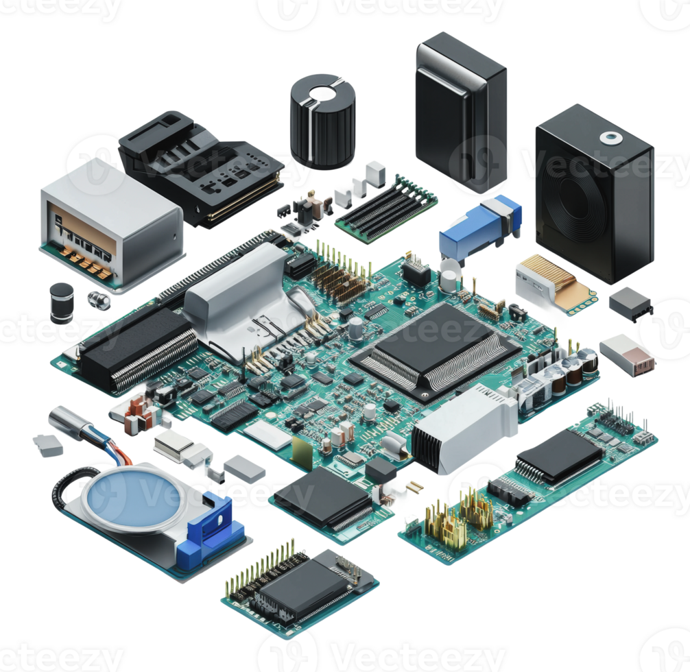 Close-up of circuit board components png