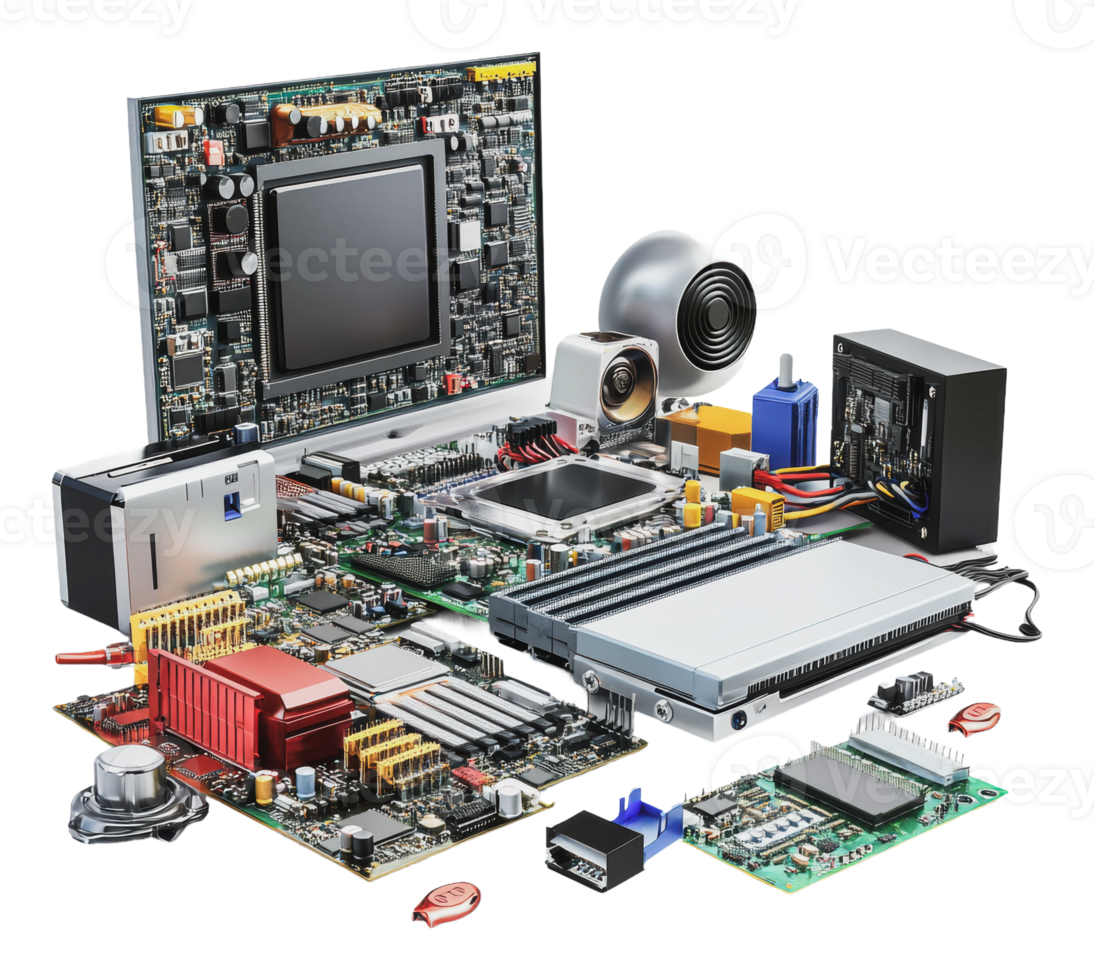 Assembly of electronic parts and boards png