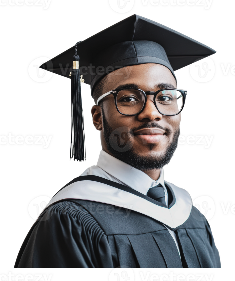 Joyful grad in cap and gown png