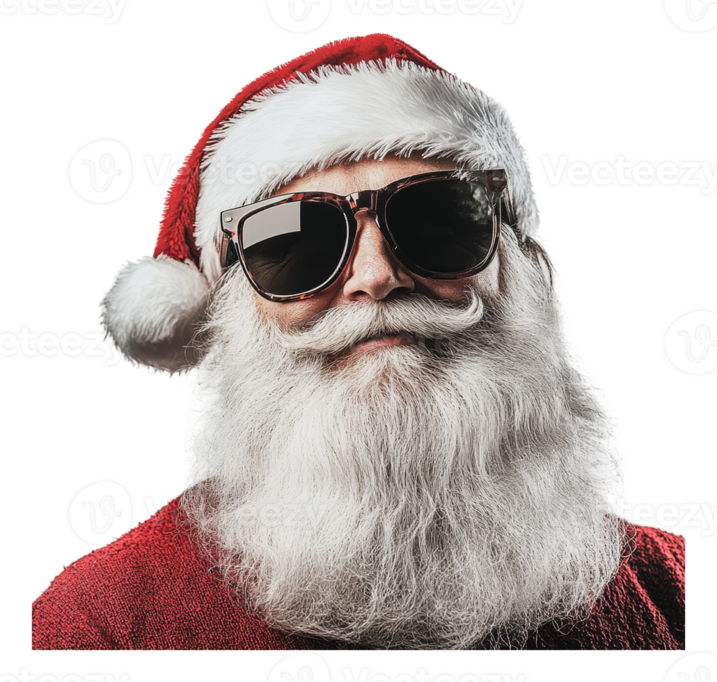 Santa in shades poses happily inside png