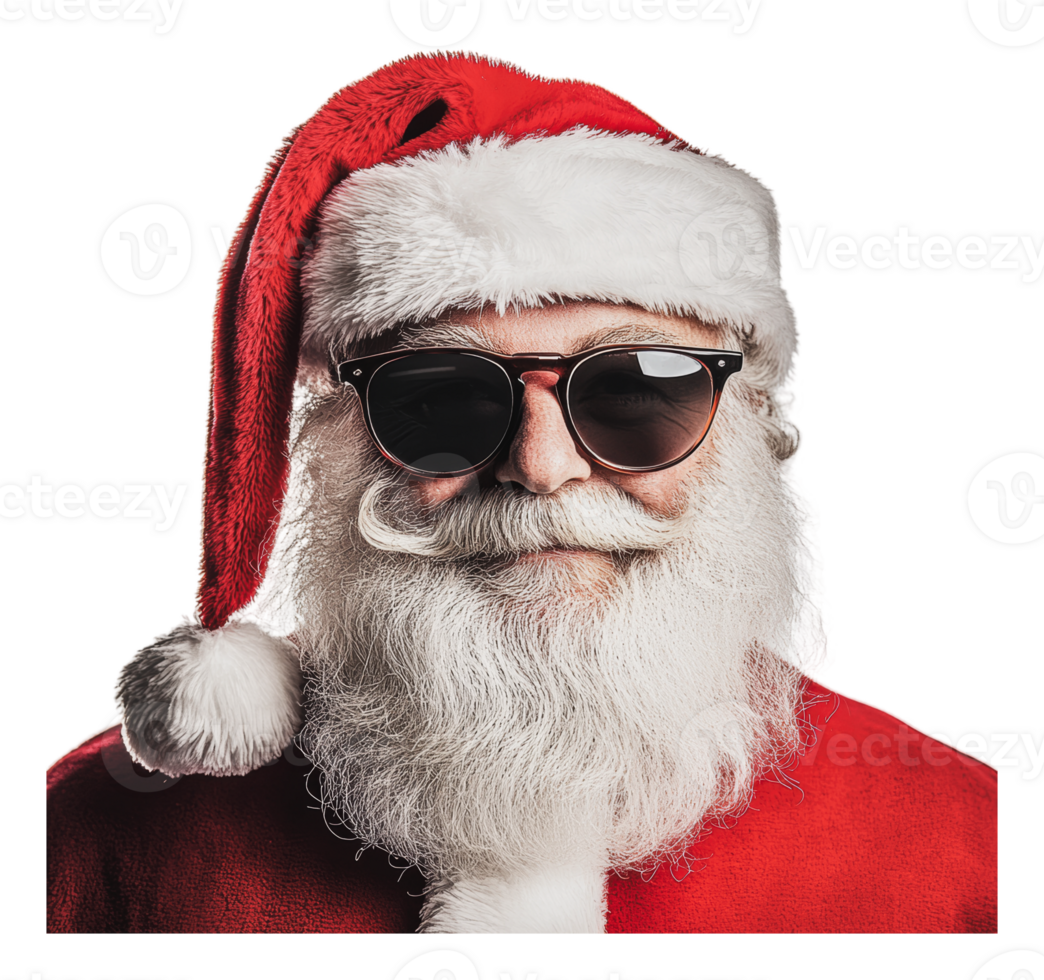 Santa sports shades for a trendy vibe png