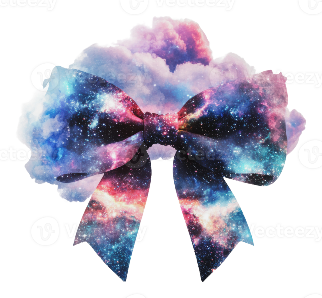 A cosmic bowtie with vibrant galaxy patterns png