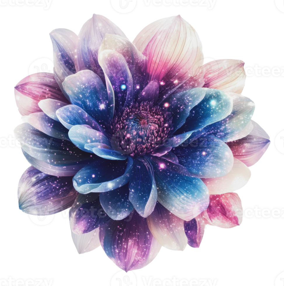 Colorful cosmic flower with a starry design png