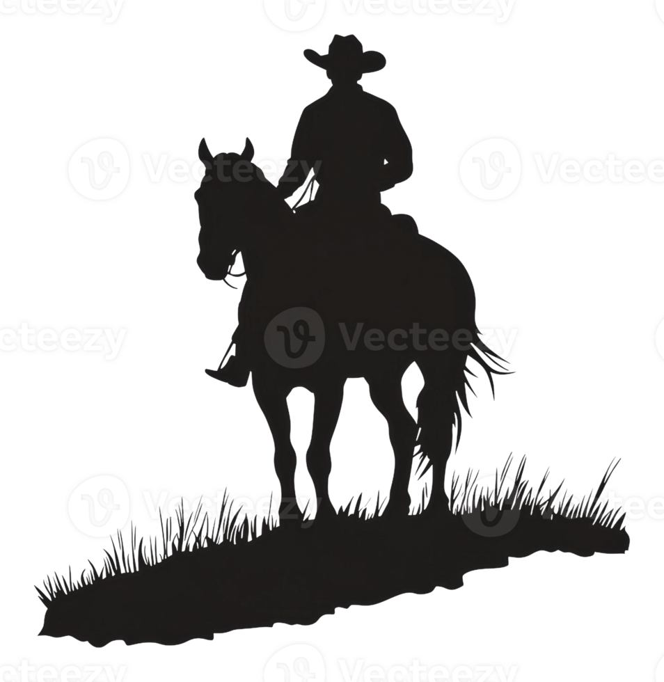 een cowboy silhouet rijden een paard Bij zonsondergang png