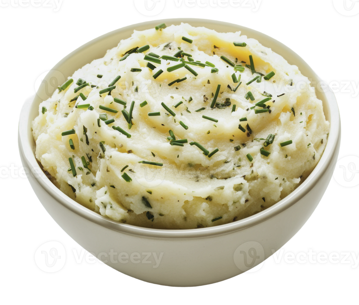 Chive-topped creamy mashed potatoes for dinner png