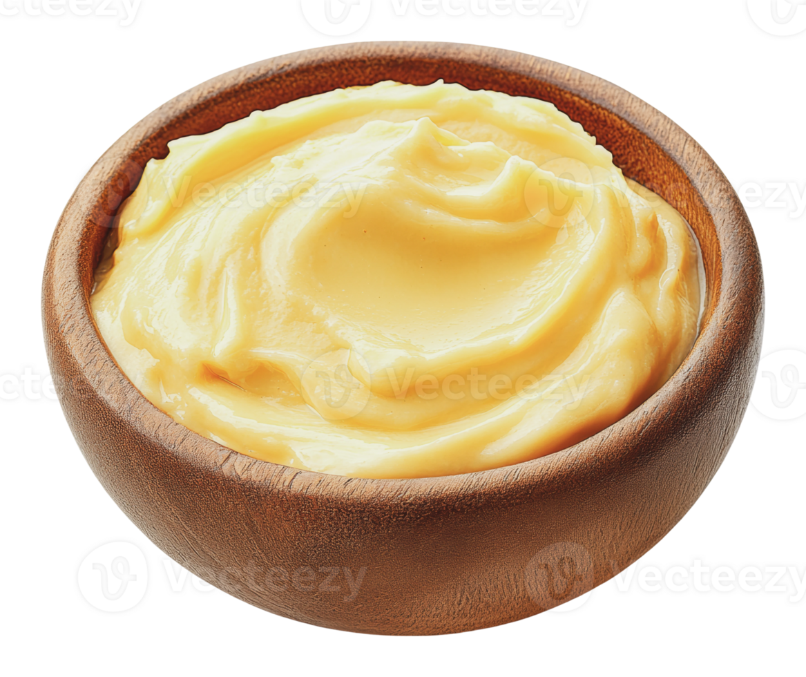 Creamy butter spread in a wooden bowl ready to use png