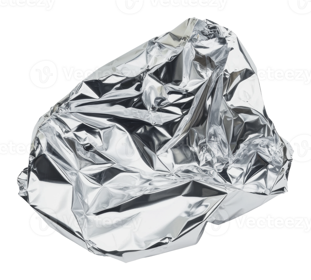 Crumpled aluminum foil resting on a flat surface png