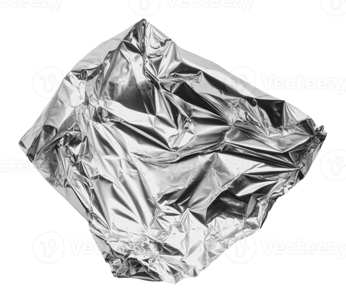 Crumpled aluminum foil on a white background png