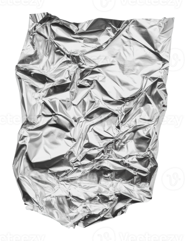 Crumpled silver foil sheet on a plain background png