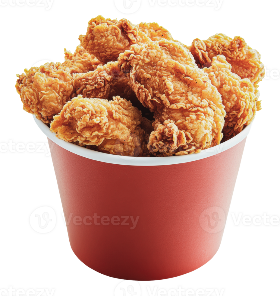 Crispy fried chicken pieces in a takeout container png