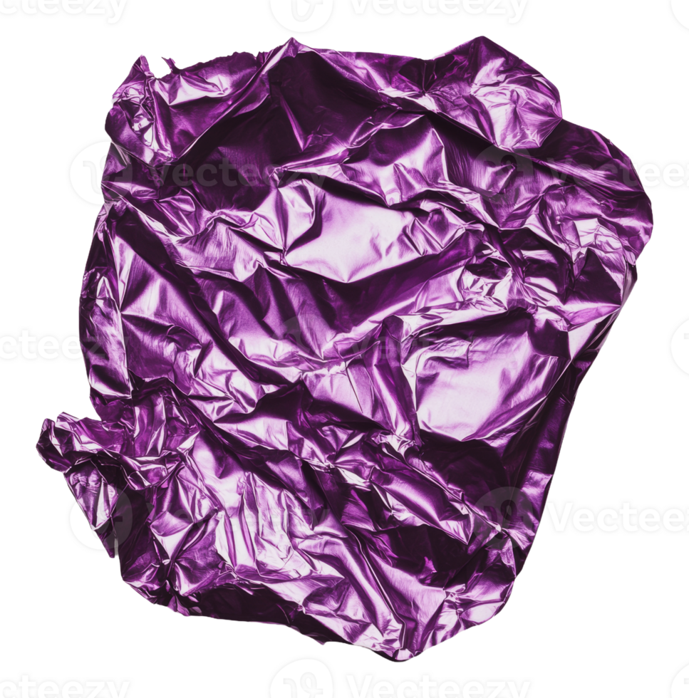 Crumpled purple foil texture on a white background png