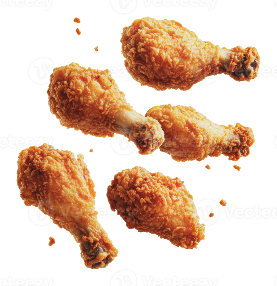Crispy chicken drumsticks on white png