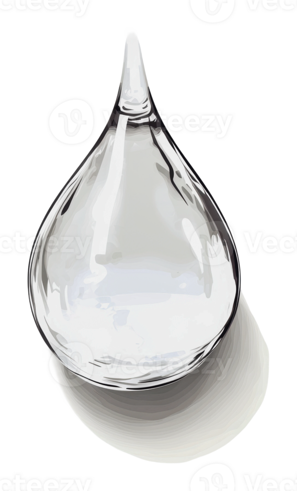 Clear water droplet resting on a smooth surface png