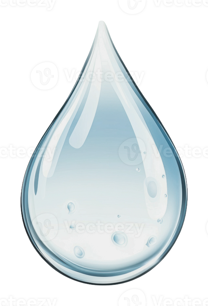 Clear droplet with reflections and bubbles png