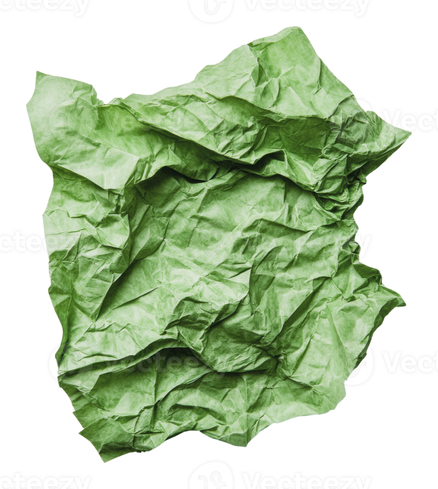 Crumpled green paper texture with natural look png