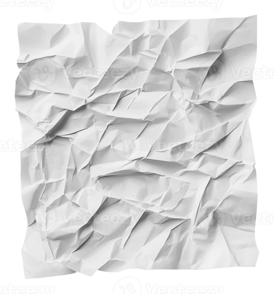 Textured crumpled white paper png