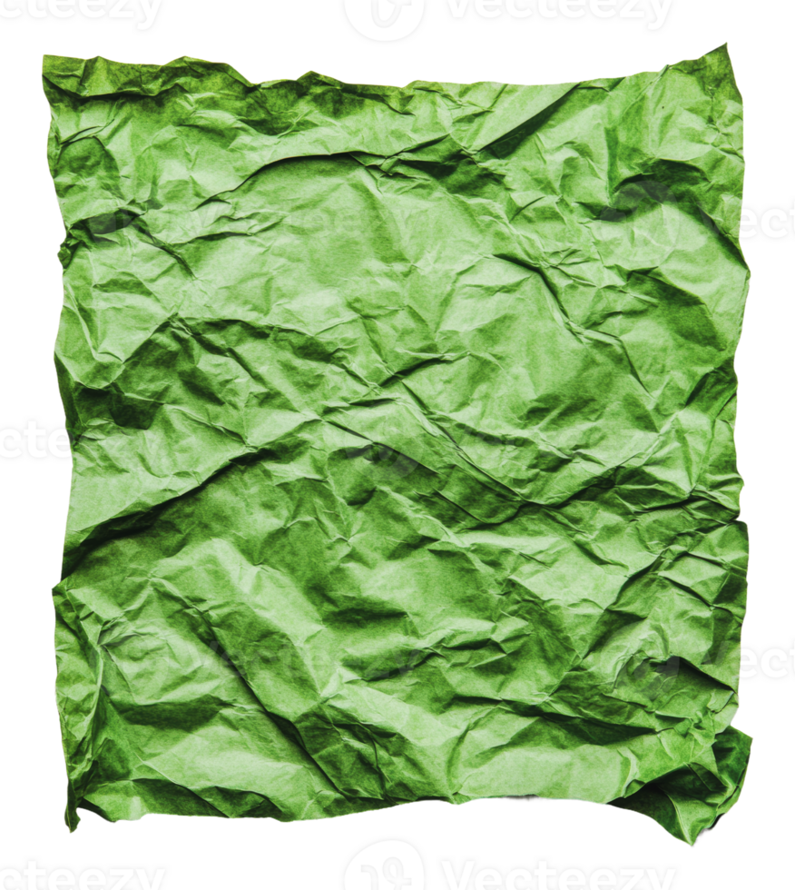 Crumpled green paper texture in natural light png