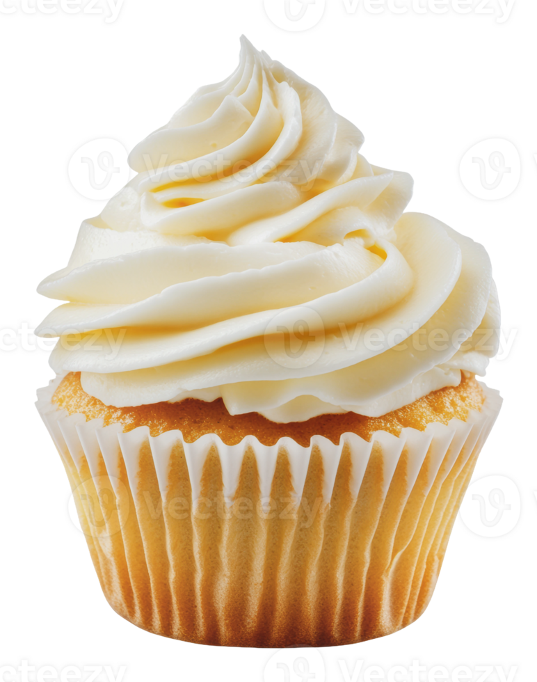 Vanilla cupcake with creamy frosting png