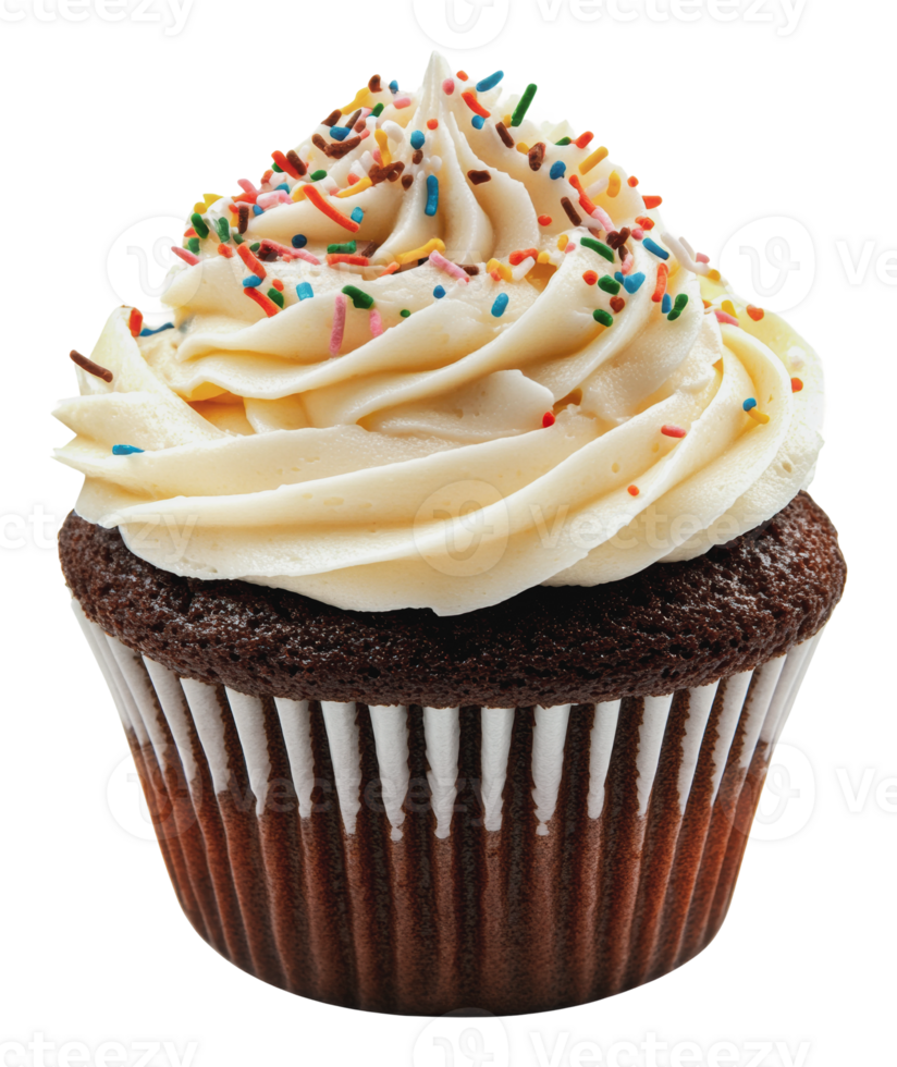 Chocolate cupcake with creamy frosting png