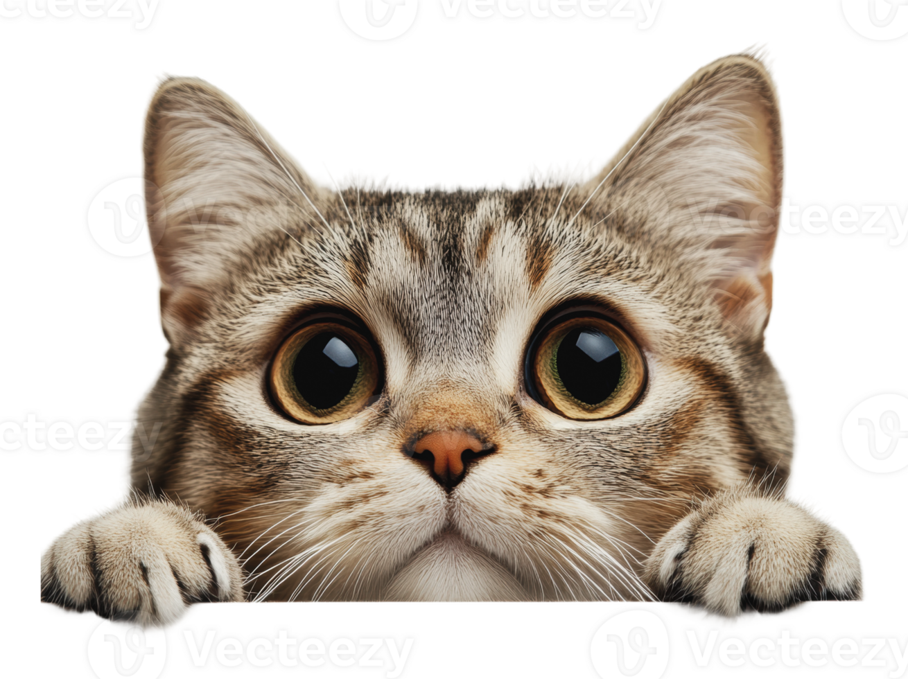 Curious cat gazing over a ledge, indoors png
