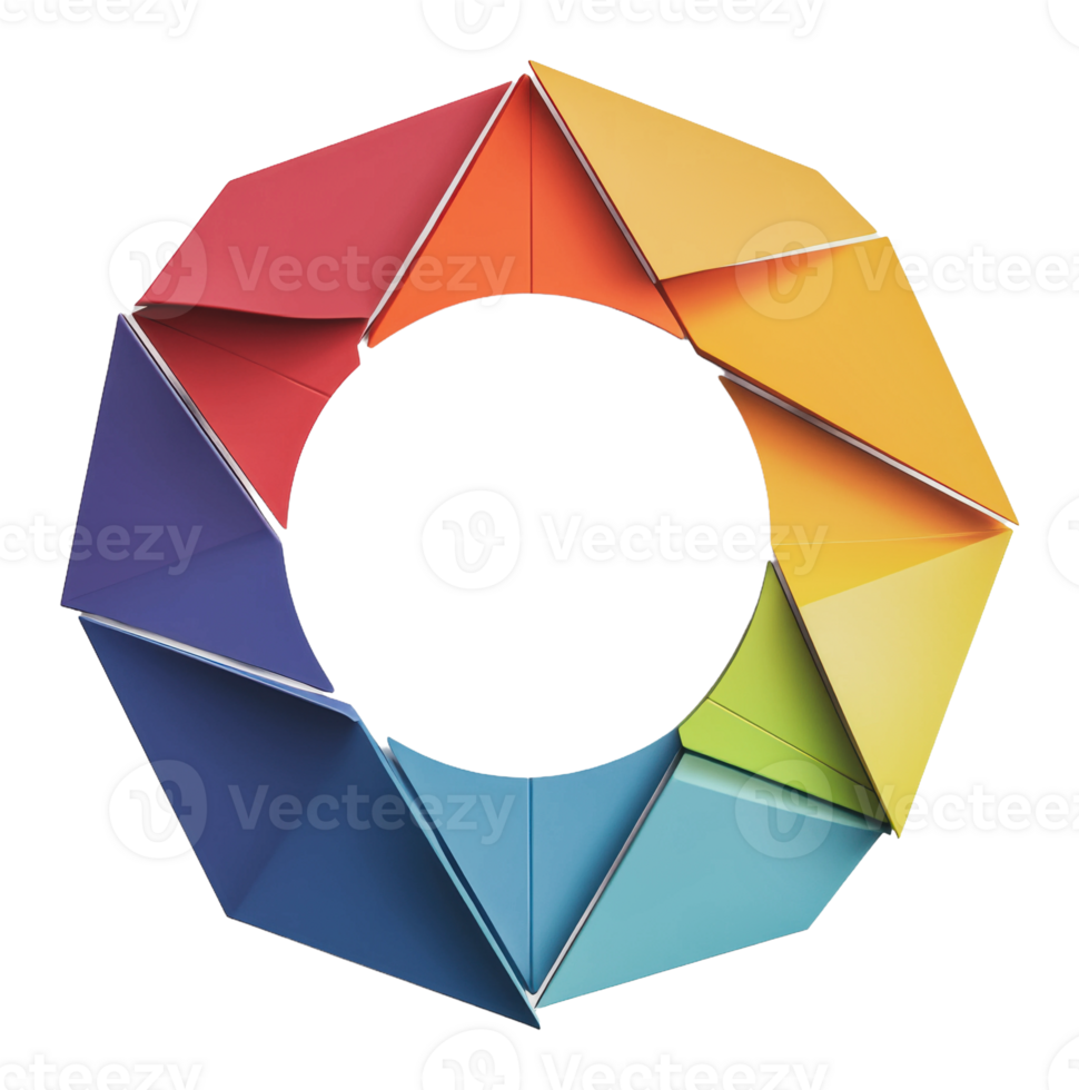 Circular colorful geometric paper design png