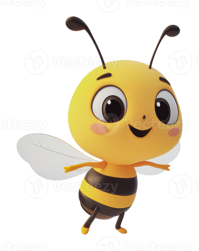 Cheerful cartoon bee flying in a whimsical style png