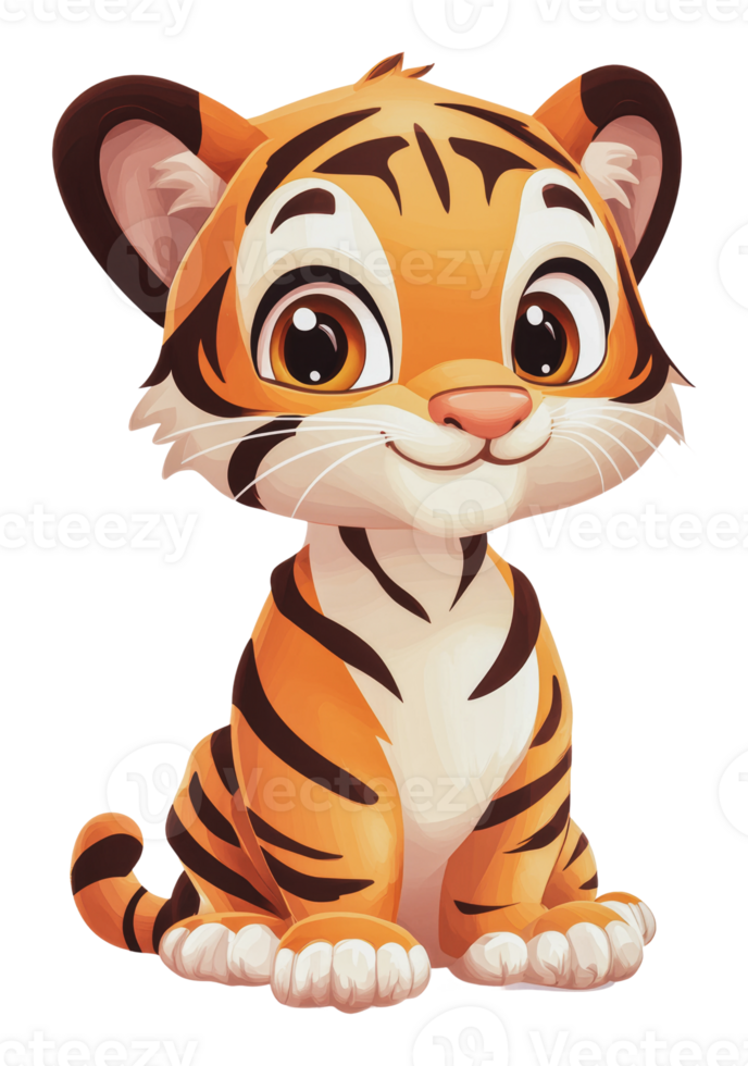 Friendly cartoon tiger character png