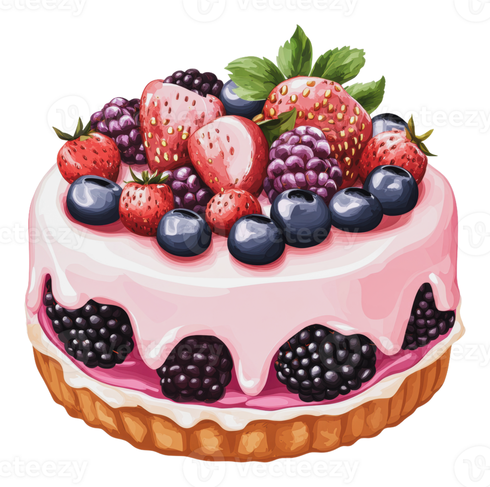 Delicious fruit tart decorated with fresh berries png