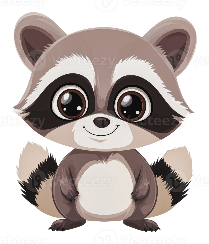 Adorable raccoon cartoon with big eyes png