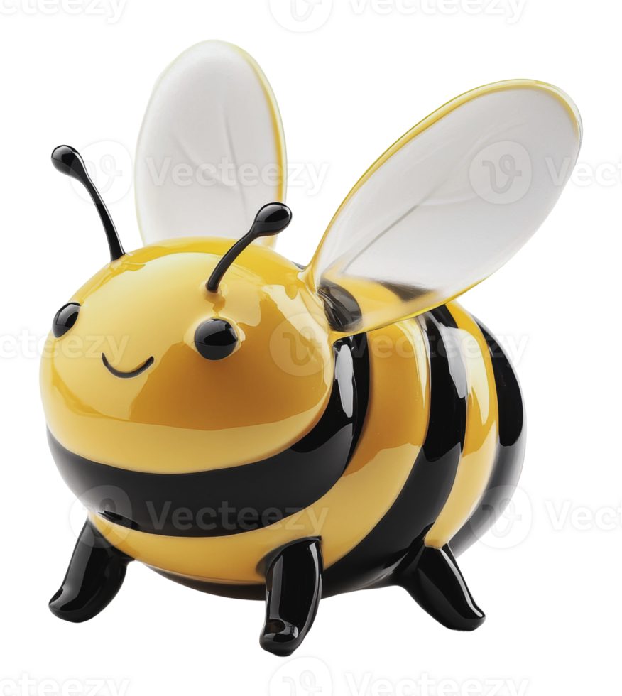 Cute ceramic bee figurine on display at home png